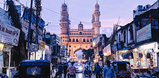Beautiful cityscape of Hyderabad with modern student accommodations